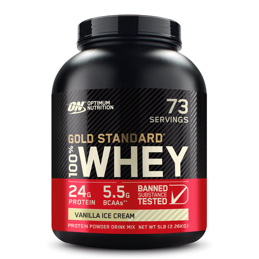 Optimum Nutrition Gold Standard Whey Vanilla Ice Cream - 5 lbs .