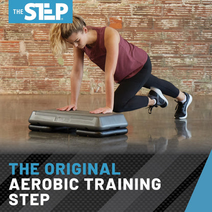The Step (Made in USA) Original Aerobic Platform – Circuit Size Grey Aerobic Platform and Original Black Risers