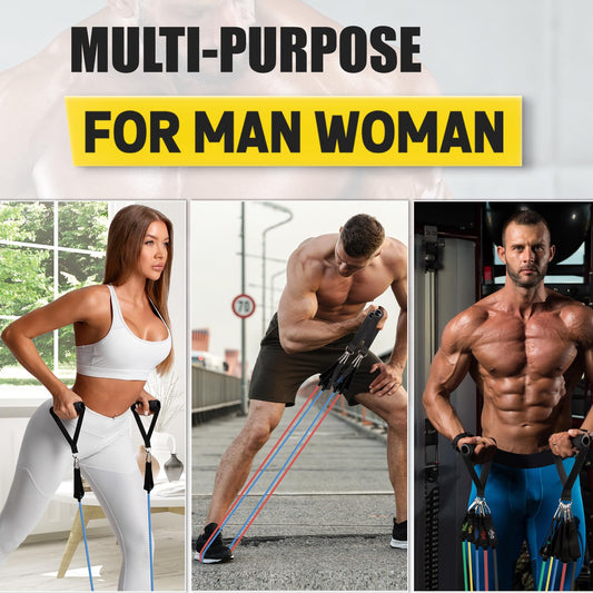 Resistance Band Set for Men and Women, Workout/Exercise Bands with Door Anchor, Handles