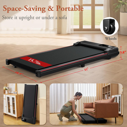 Incline Treadmill for Home, 300+ lb Capacity, Quiet Foldable Treadmills with Handle Bar, Compact Running Machine Walking Pad with APP