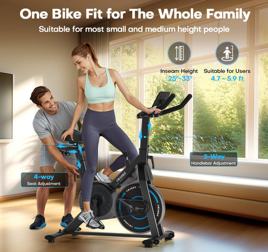 Exercise Bike, CHAOKE Quiet Adjustable Magnetic Resistance Stationary Bike for Home Cardio with App Compatible, 300LB Weight Capacity Indoor Cycling Bike with Comfortable Seat & Digital Display