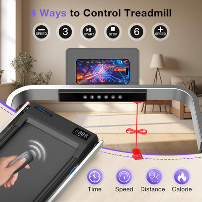 Cardirun 3 in 1 Foldable Treadmill with Desk Workstation - 3.0HP & 350 lb Capacity, Under Desk Treadmill with Incline for Home Small, Smart Voice Control & App & Remote Control, 2s Folding