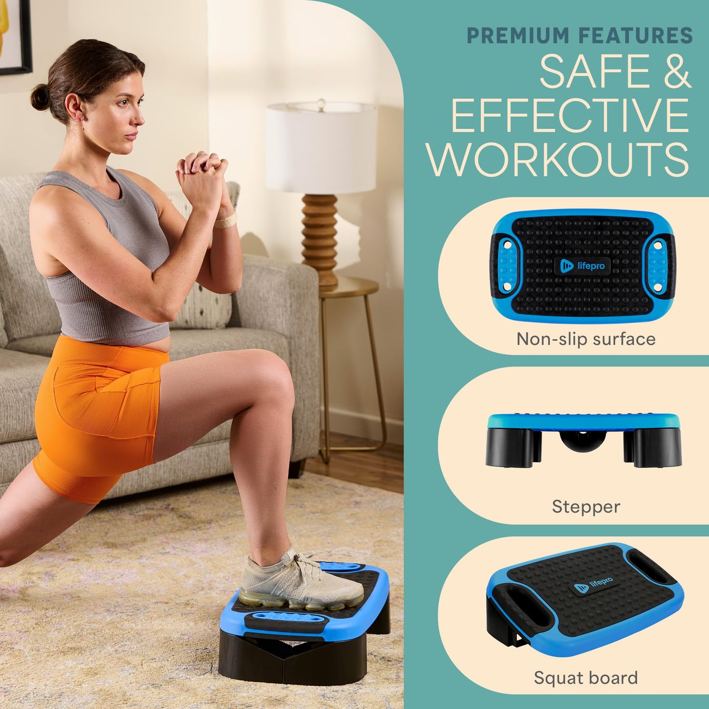 Lifepro 4-In-1 Aerobic Balance Board and Step Up Exercise Platform - Adjustable Multifunctional Balance Board Slant Board, Steppers for Exercise - Home Workout Non Slip Stepper Platform For Balance