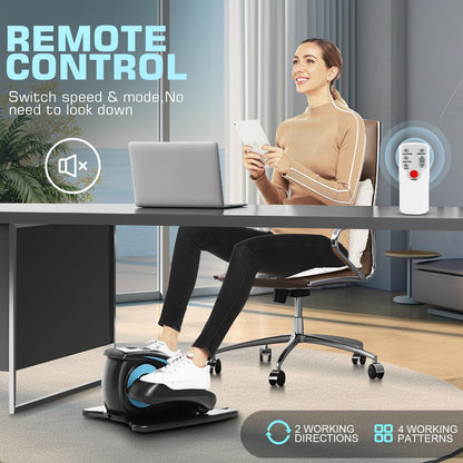 ANCHEER Under Desk Elliptical, Electric Ellipse Leg Exerciser While Sitting for Seniors Adults, Quiet Portable Motorized Seated Foot Pedal Exerciser with Remote Control for Home Office Use