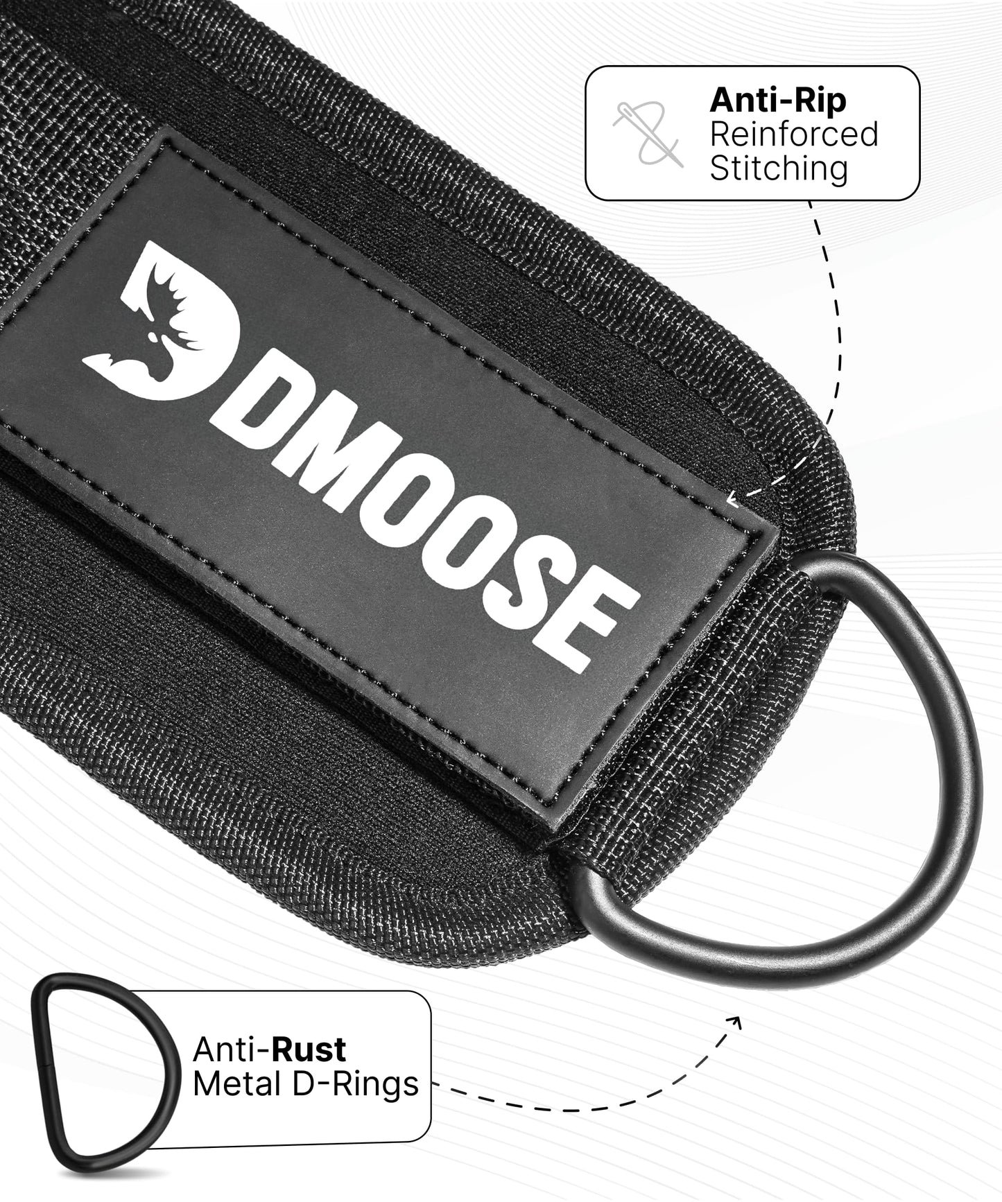 DMoose Ankle Strap for Cable Machine - One Size Fit with Premium Padding, Workout Kickback Ankle Cuffs, Ankle Bands for Working Out, Booty Workouts, Leg Extension, Hip Abductors & Lower Body Exercises