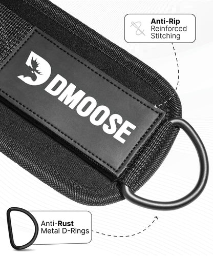 DMoose Ankle Strap for Cable Machine - One Size Fit with Premium Padding, Workout Kickback Ankle Cuffs, Ankle Bands for Working Out, Booty Workouts, Leg Extension, Hip Abductors & Lower Body Exercises