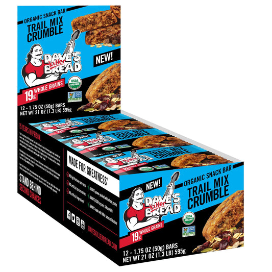 Dave's Killer Bread Trail Mix Crumble Organic Snack Bars, 12 Individually Wrapped Snack Bars (Pack of 1)