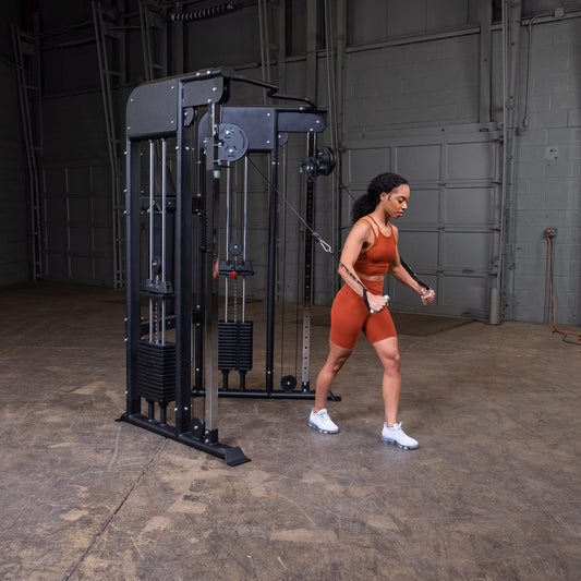 Body Solid (GFT100/2) Functional Trainer with Dual 210 lb Weight Stacks, Cable Gym Machine for Strength Training, All-in-One Cable Fly/PEC Deck/Smith Workout Machines for Commercial and Home Fitness