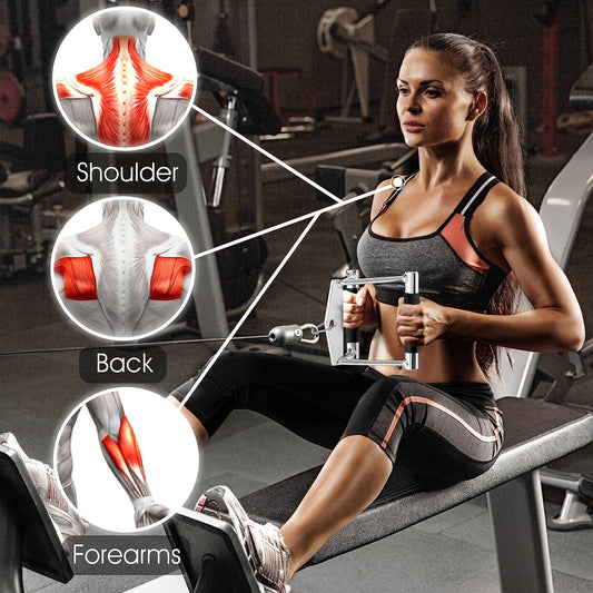Yes4All Combo Double D Handle Cable Attachment, Tricep Rope/Tricep Pull Down Rope, Rotating Straight Bar, and V-Shaped Bar Handle